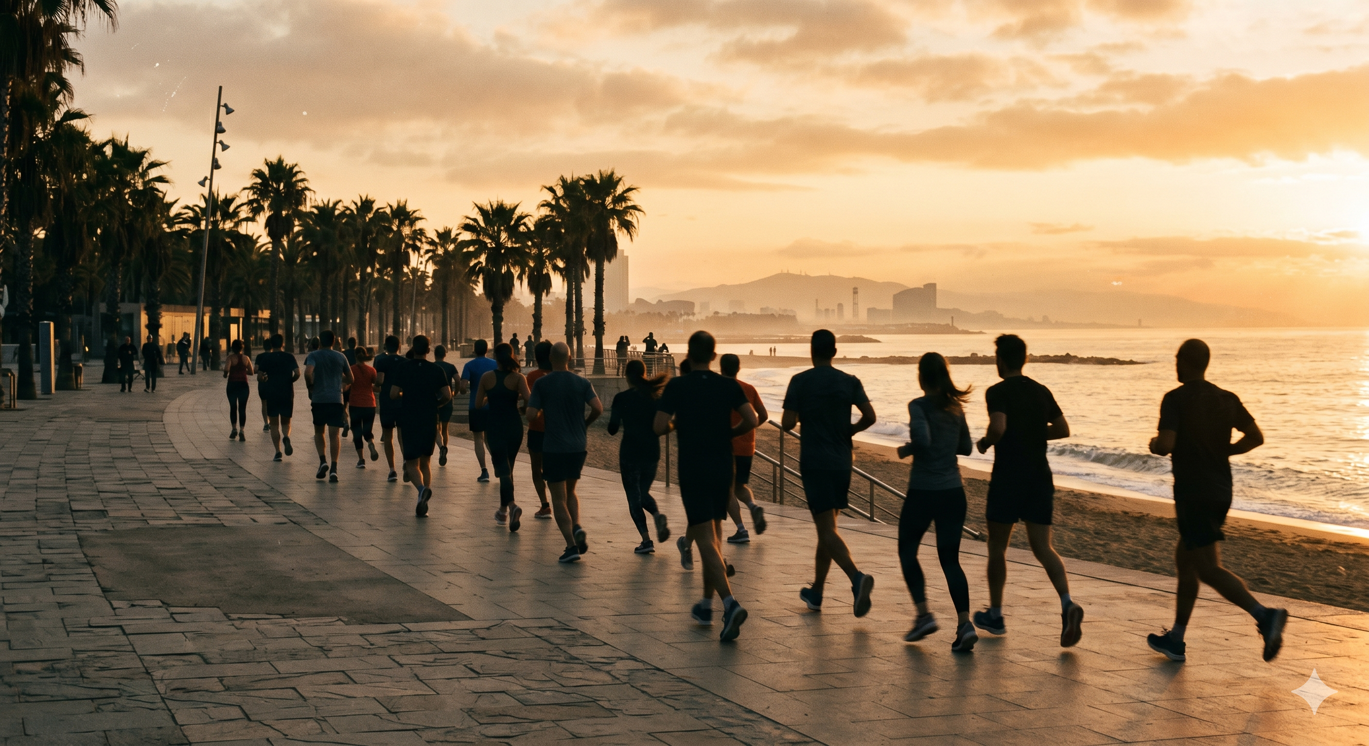 Running club on Barcelona waterfront